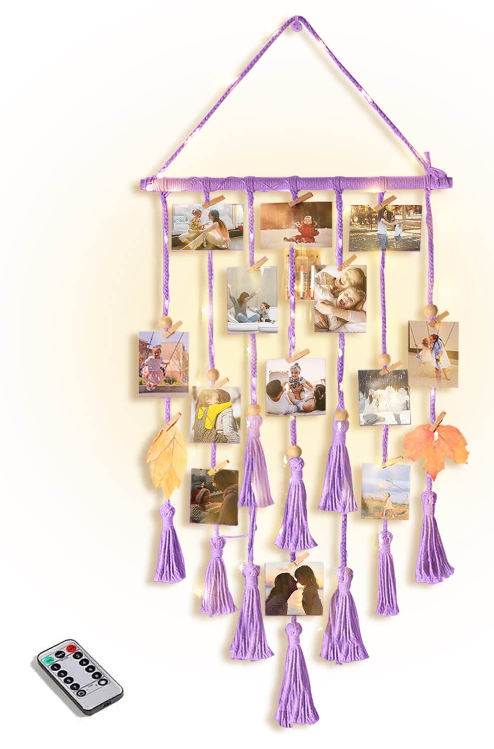 Macrame Wall Hanging Photo Display Boho Room Decor for Teen Girl Gifts
