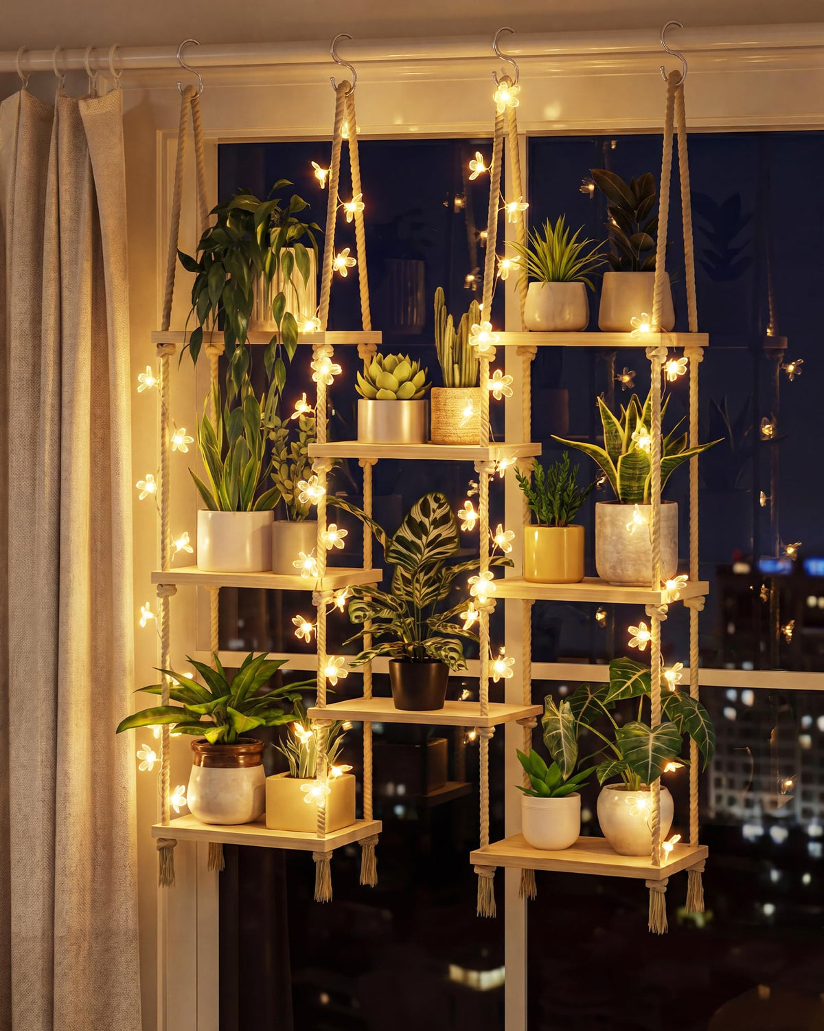 Bamworld Hanging Shelves Plant Hanger Indoor Window Plant Shelves