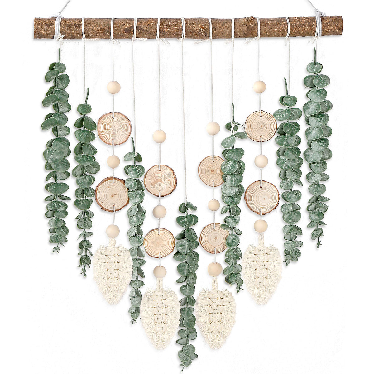 Sggvecsy 21’’ Eucalyptus Wall Hanging Decor Artificial Eucalyptus Plant Fake Greenery Leaves Boho Wall Decor with Wooden Stick for Bathroom Bedroom Kitchen Rustic Farmhouse Home Living Room Decoration