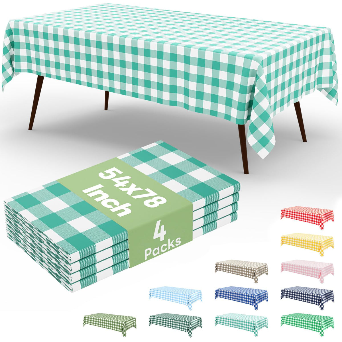 misaya 4 Packs 54 x 78 Inch Checkered Disposable Table Cloth