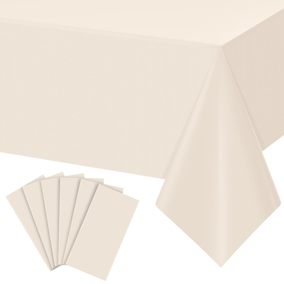 3Pcs Beige Tablecloths for Rectangle Tables,Disposable Plastic Ivory Table Cloth,Waterproof Cream Table Cover for Birthdays Weddings Anniversary Party Decorations,54 x 108 Inch