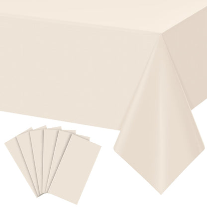 3Pcs Beige Tablecloths for Rectangle Tables,Disposable Plastic Ivory Table Cloth,Waterproof Cream Table Cover for Birthdays Weddings Anniversary Party Decorations,54 x 108 Inch