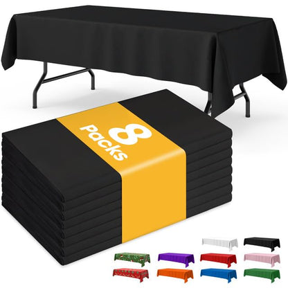 Niuara White Plastic Table Cloth - 4 Pack 54" × 108" Rectangle Disposable Tablecloths for 6FT Tables, Table Cover for Party, Holiday & Gathering Use