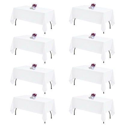 White Rectangle Table Cloth 60 x 102 Inch, 8 Pack