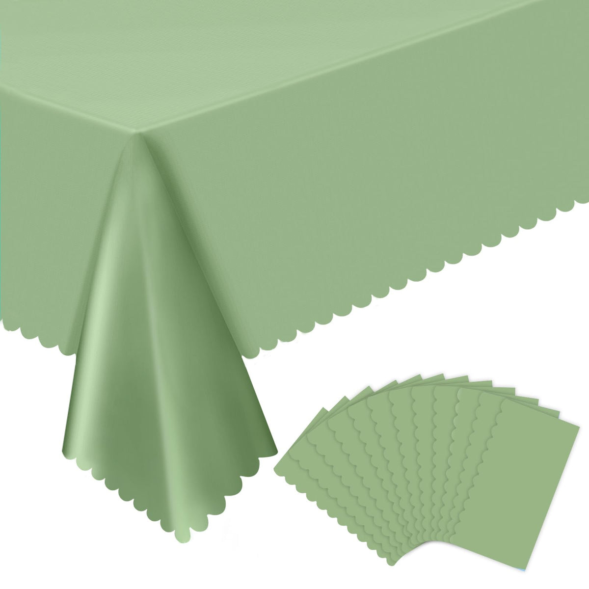 NatNarr 3 Pack Ivory Tablecloths, 54 x 108 Inch Scalloped Party Table Cover