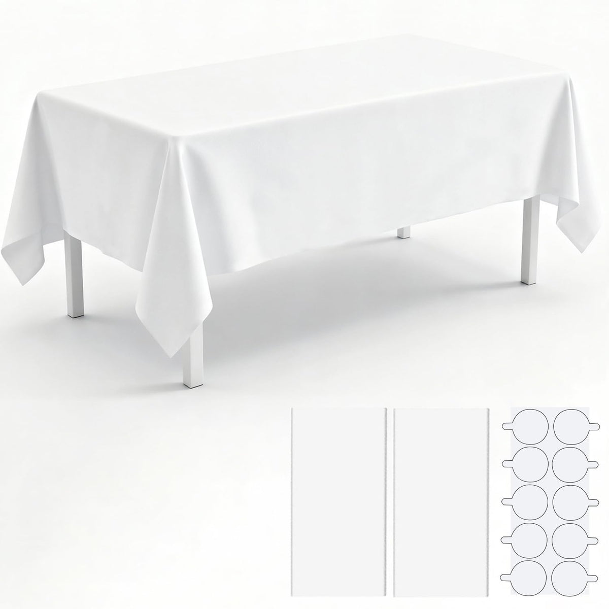 10 Pack Plastic Table Cloth, 54" × 108" White Disposable Tablecloth