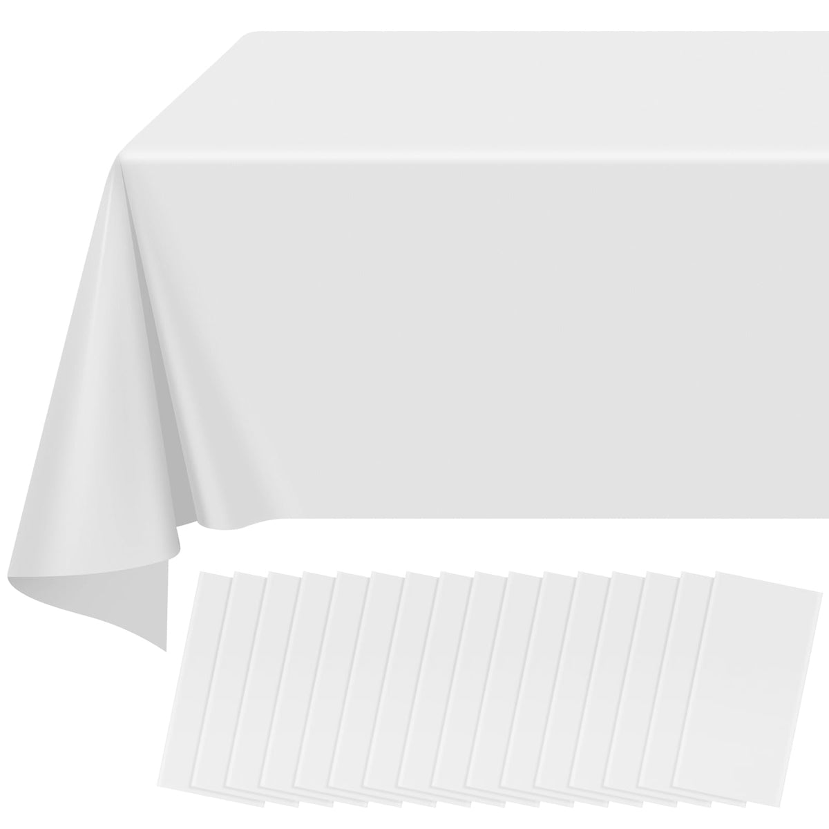 12 Pack Blue and White Plastic Checkered Tablecloth, Premium Decorative Disposable Blue Gingham Plaid Table Cloths for Parties, Rectangle Party Table Cover for Picnic Farm Birthday Wedding, 54x108Inch