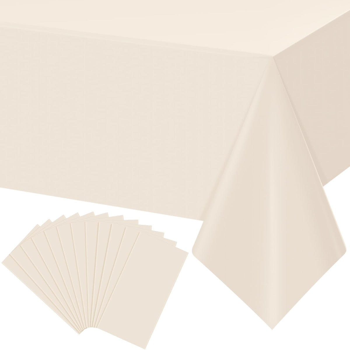 3Pcs Beige Tablecloths for Rectangle Tables,Disposable Plastic Ivory Table Cloth,Waterproof Cream Table Cover for Birthdays Weddings Anniversary Party Decorations,54 x 108 Inch