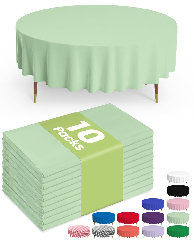 Pureegg Plastic Table Cloth Disposable 54x108 Inch 10 Pack, Beige