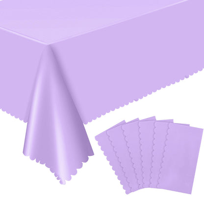 NatNarr 3 Pack Ivory Tablecloths, 54 x 108 Inch Scalloped Party Table Cover