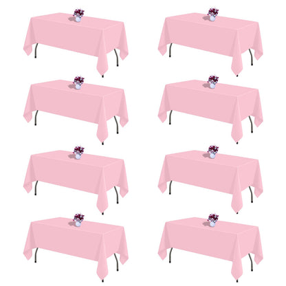 White Rectangle Table Cloth 60 x 102 Inch, 8 Pack