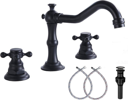 8" 2 Handles 3 Holes Bathroom Sink Faucet Antique Brass