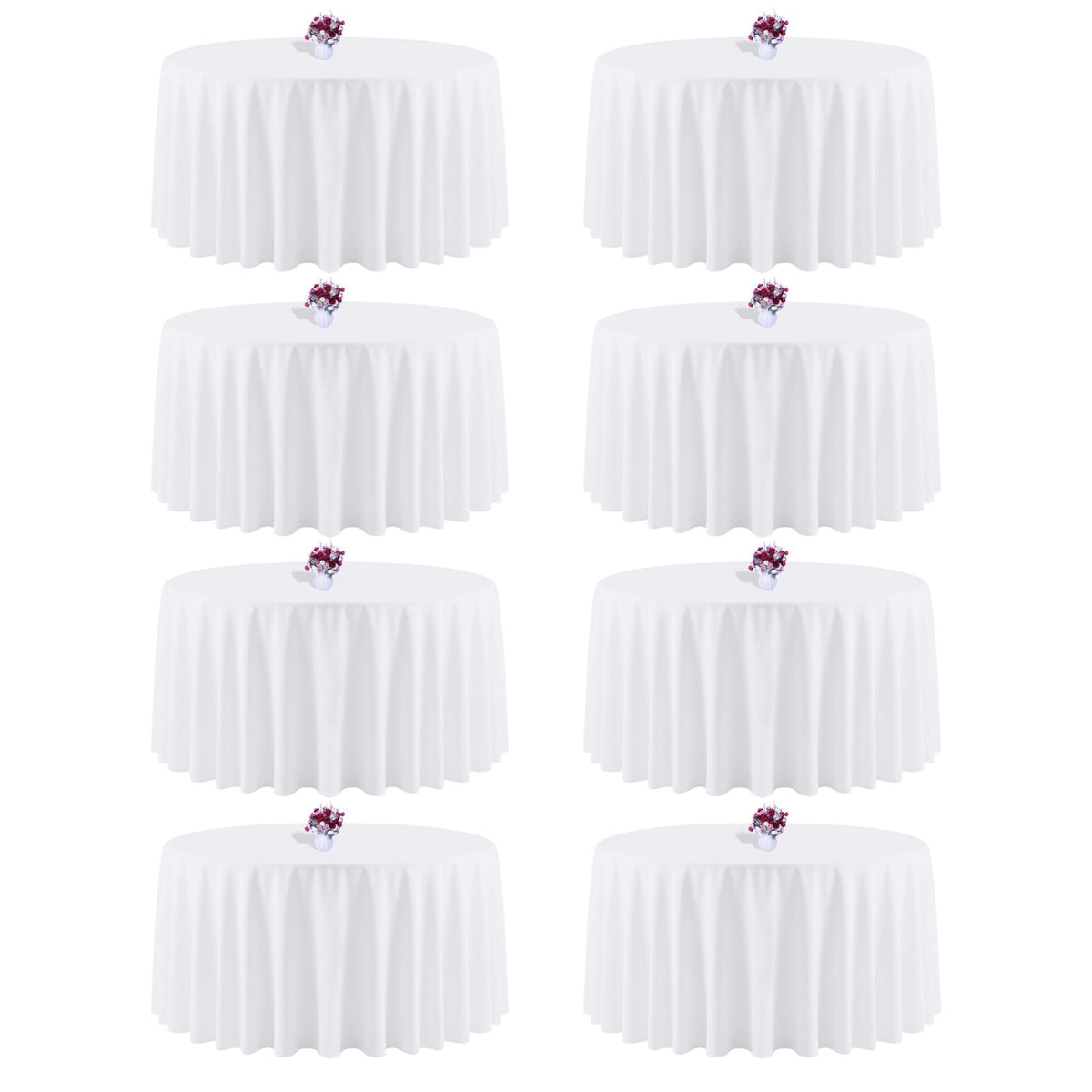 White Rectangle Table Cloth 60 x 102 Inch, 8 Pack