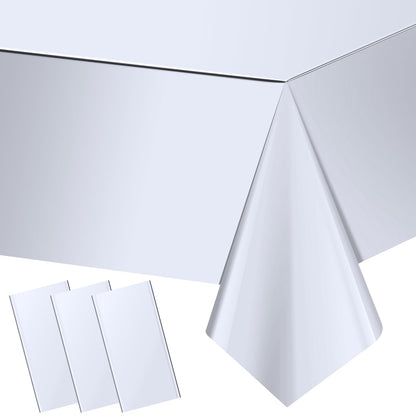 3 Pack Rose Gold Plastic Tablecloth, Dusty Pink Disposable Rectangle Table Covers, Holographic Metallic Foil Tablecloth Rose Party Supplies Decorations for Birthday Wedding Bachelorette, 54x108Inch