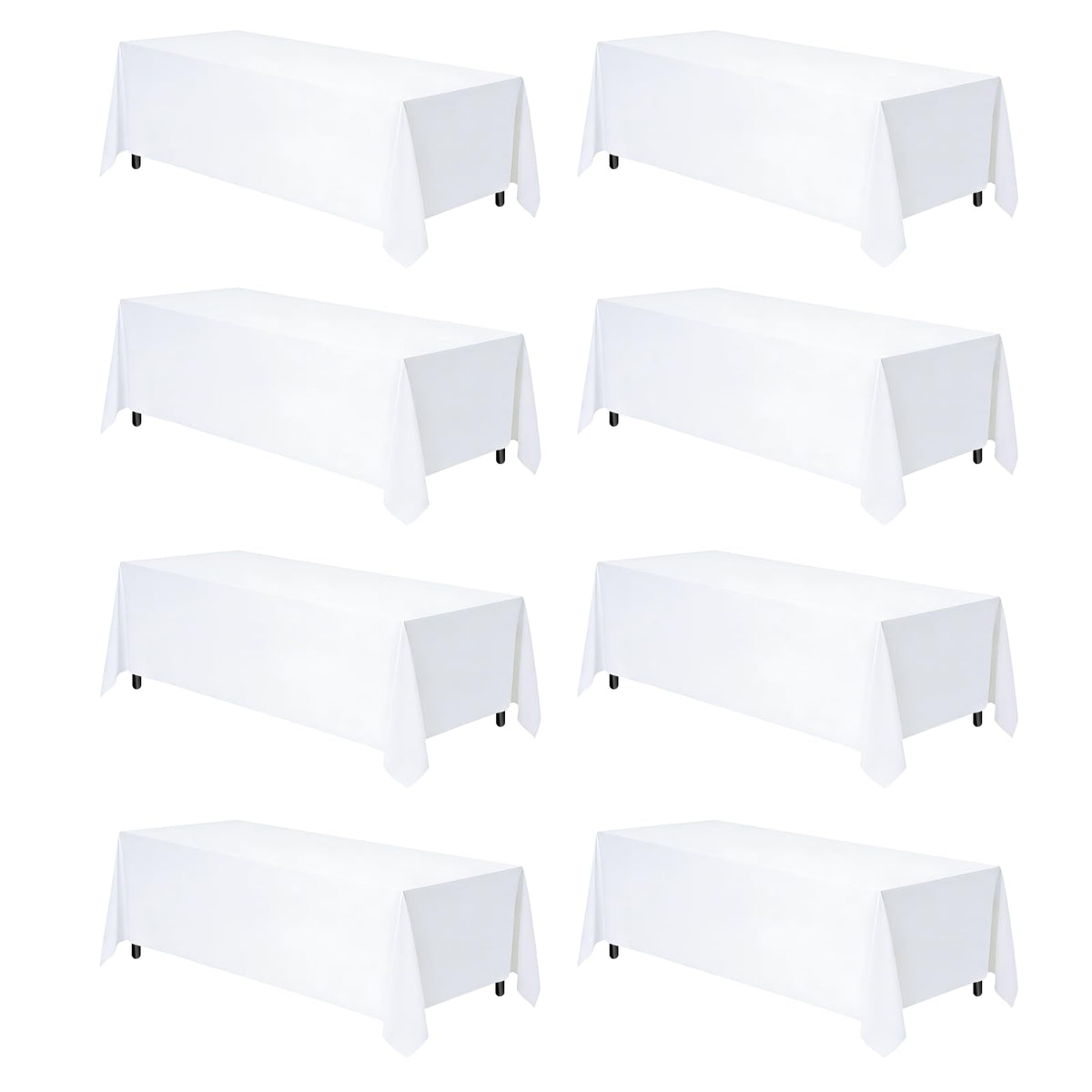 White Rectangle Table Cloth 60 x 102 Inch, 8 Pack