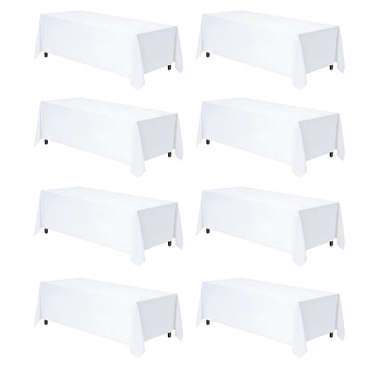 White Rectangle Table Cloth 60 x 102 Inch, 8 Pack