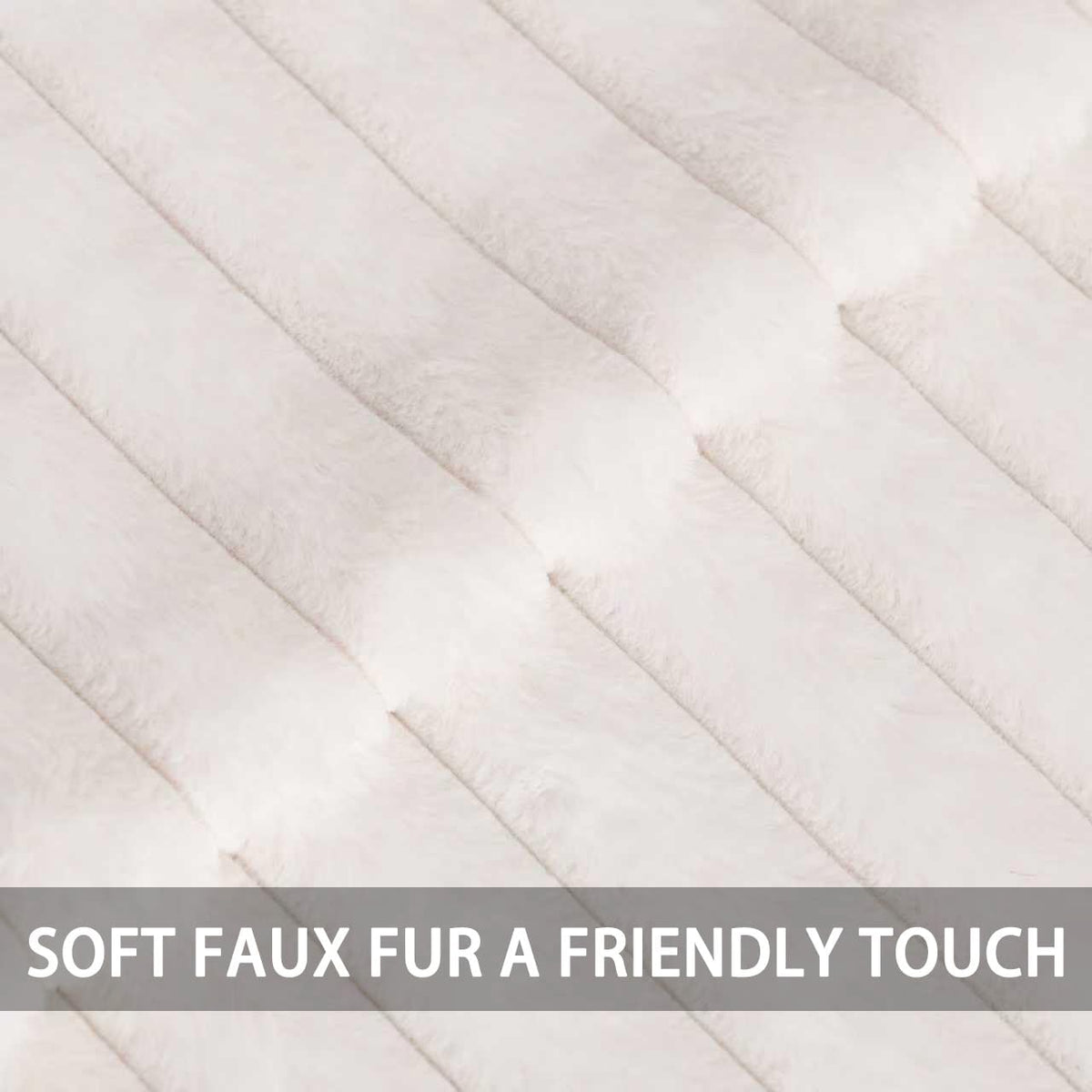 Pack of 2 Faux Fur Christmas Throw Pillow Covers 18x18 Inch, Cream White