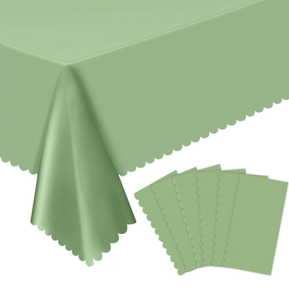 NatNarr 3 Pcs Plastic Light Pink Tablecloths, Scalloped Table Cloths