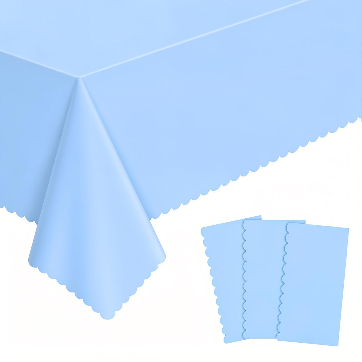 NatNarr 3 Pcs Plastic Light Pink Tablecloths, Scalloped Table Cloths