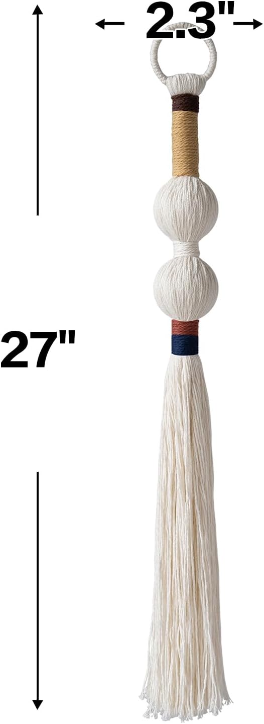 Macrame Wall Hanging Spherical Tassel Fiber Handmade Small Boho Decor 27''L