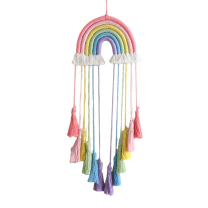 Rainbow Macrame Wall Hanging, Girls Room Decor (Pink Rainbow)