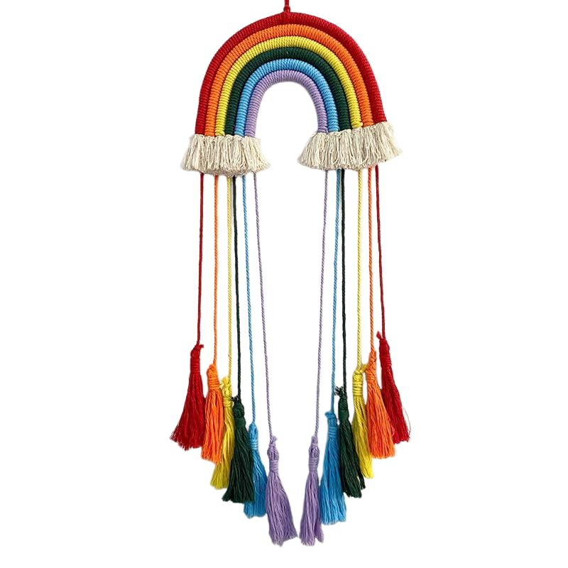 Rainbow Macrame Wall Hanging, Girls Room Decor (Pink Rainbow)