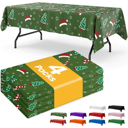 Niuara White Plastic Table Cloth - 4 Pack 54" × 108" Rectangle Disposable Tablecloths for 6FT Tables, Table Cover for Party, Holiday & Gathering Use