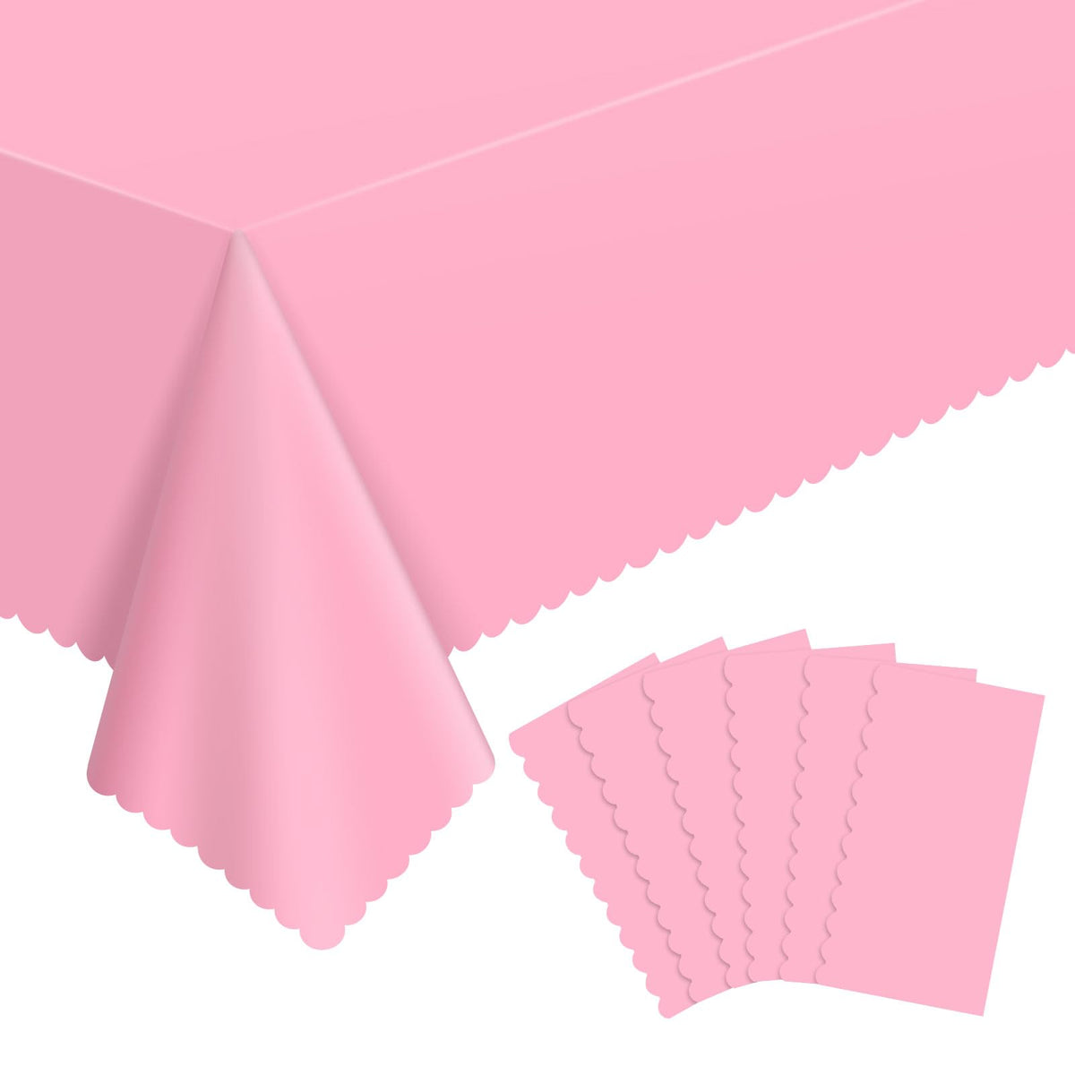 NatNarr 3 Pack Ivory Tablecloths, 54 x 108 Inch Scalloped Party Table Cover