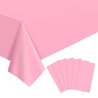 NatNarr 3 Pack Ivory Tablecloths, 54 x 108 Inch Scalloped Party Table Cover