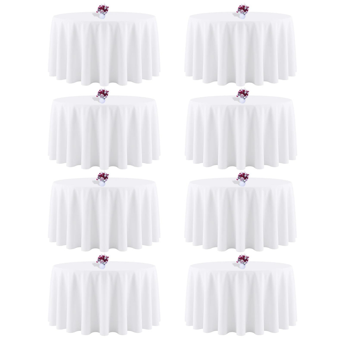 White Rectangle Table Cloth 60 x 102 Inch, 8 Pack