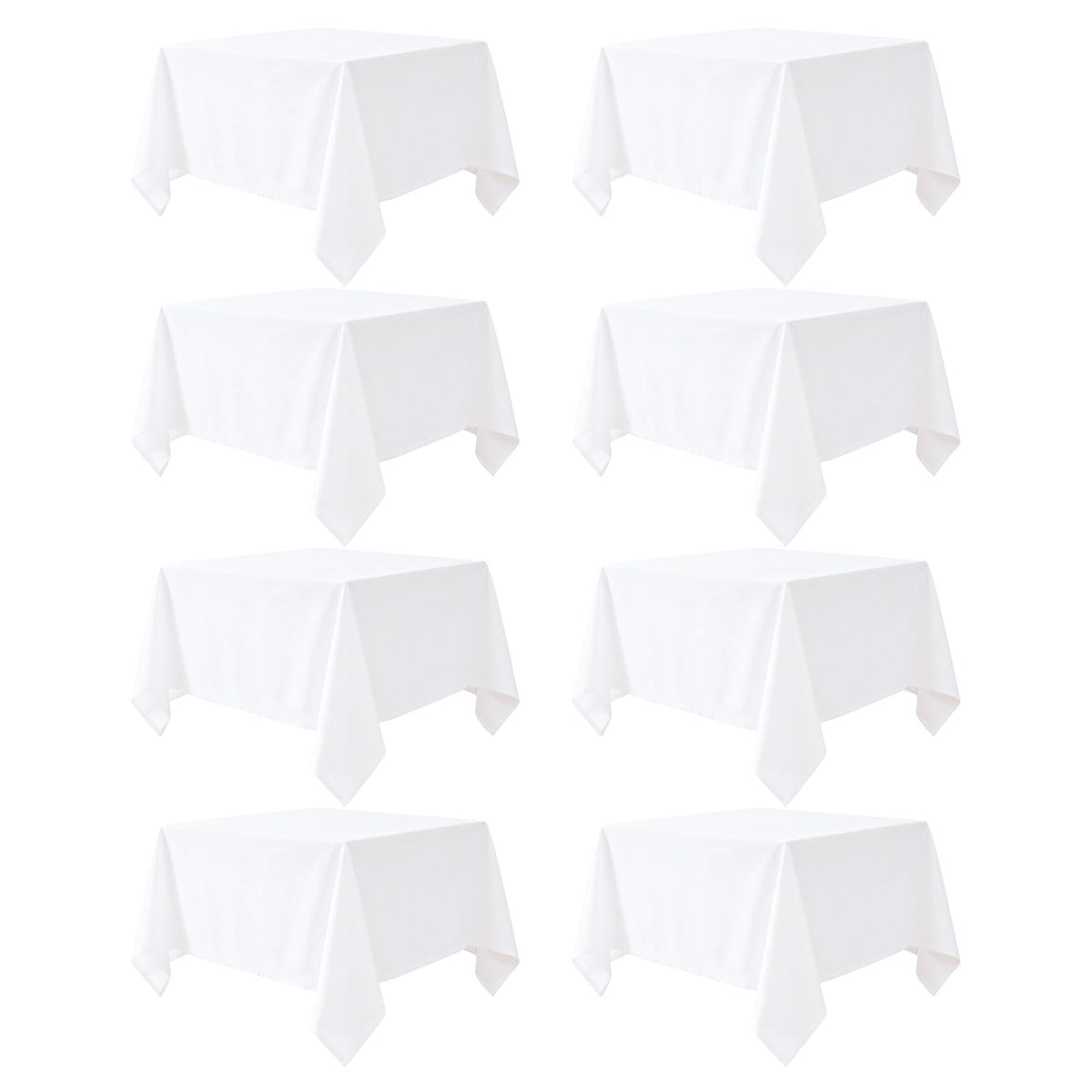 White Rectangle Table Cloth 60 x 102 Inch, 8 Pack