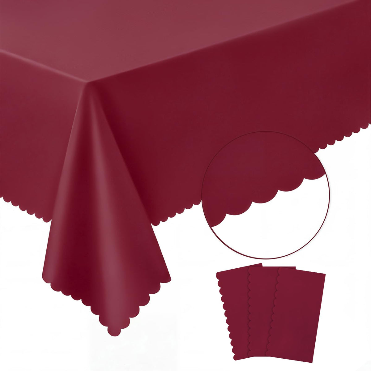 NatNarr 3 Pcs Plastic Light Pink Tablecloths, Scalloped Table Cloths
