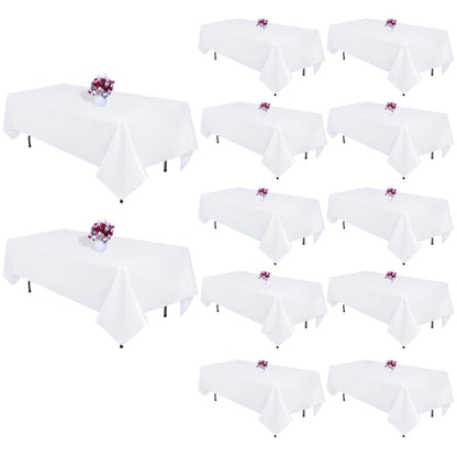 White Rectangle Table Cloth 60 x 102 Inch, 8 Pack