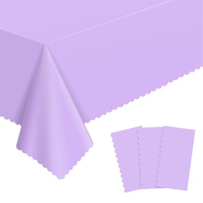 NatNarr 3 Pack Ivory Tablecloths, 54 x 108 Inch Scalloped Party Table Cover