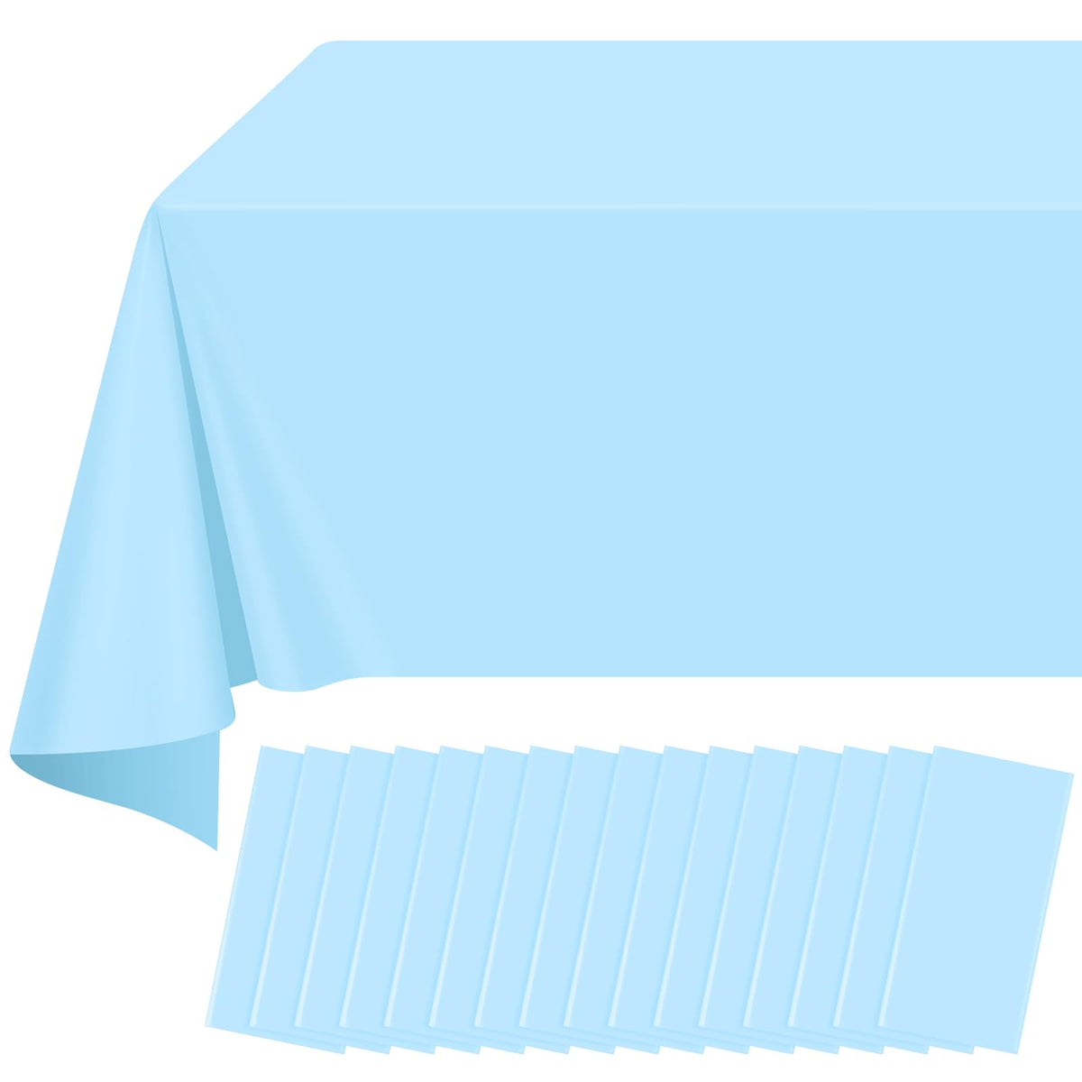 12 Pack Blue and White Plastic Checkered Tablecloth, Premium Decorative Disposable Blue Gingham Plaid Table Cloths for Parties, Rectangle Party Table Cover for Picnic Farm Birthday Wedding, 54x108Inch