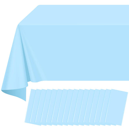 12 Pack Blue and White Plastic Checkered Tablecloth, Premium Decorative Disposable Blue Gingham Plaid Table Cloths for Parties, Rectangle Party Table Cover for Picnic Farm Birthday Wedding, 54x108Inch