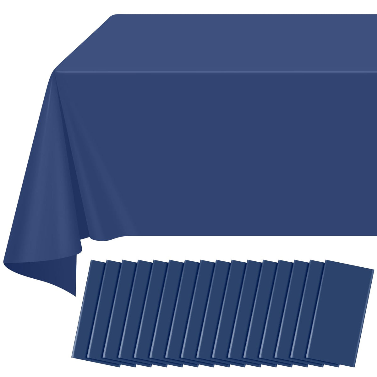 12 Pack Blue and White Plastic Checkered Tablecloth, Premium Decorative Disposable Blue Gingham Plaid Table Cloths for Parties, Rectangle Party Table Cover for Picnic Farm Birthday Wedding, 54x108Inch