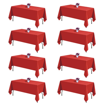 White Rectangle Table Cloth 60 x 102 Inch, 8 Pack