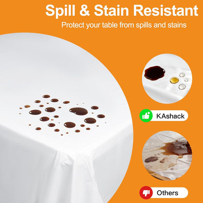 10 Pack Plastic Table Cloth, 54" × 108" White Disposable Tablecloth