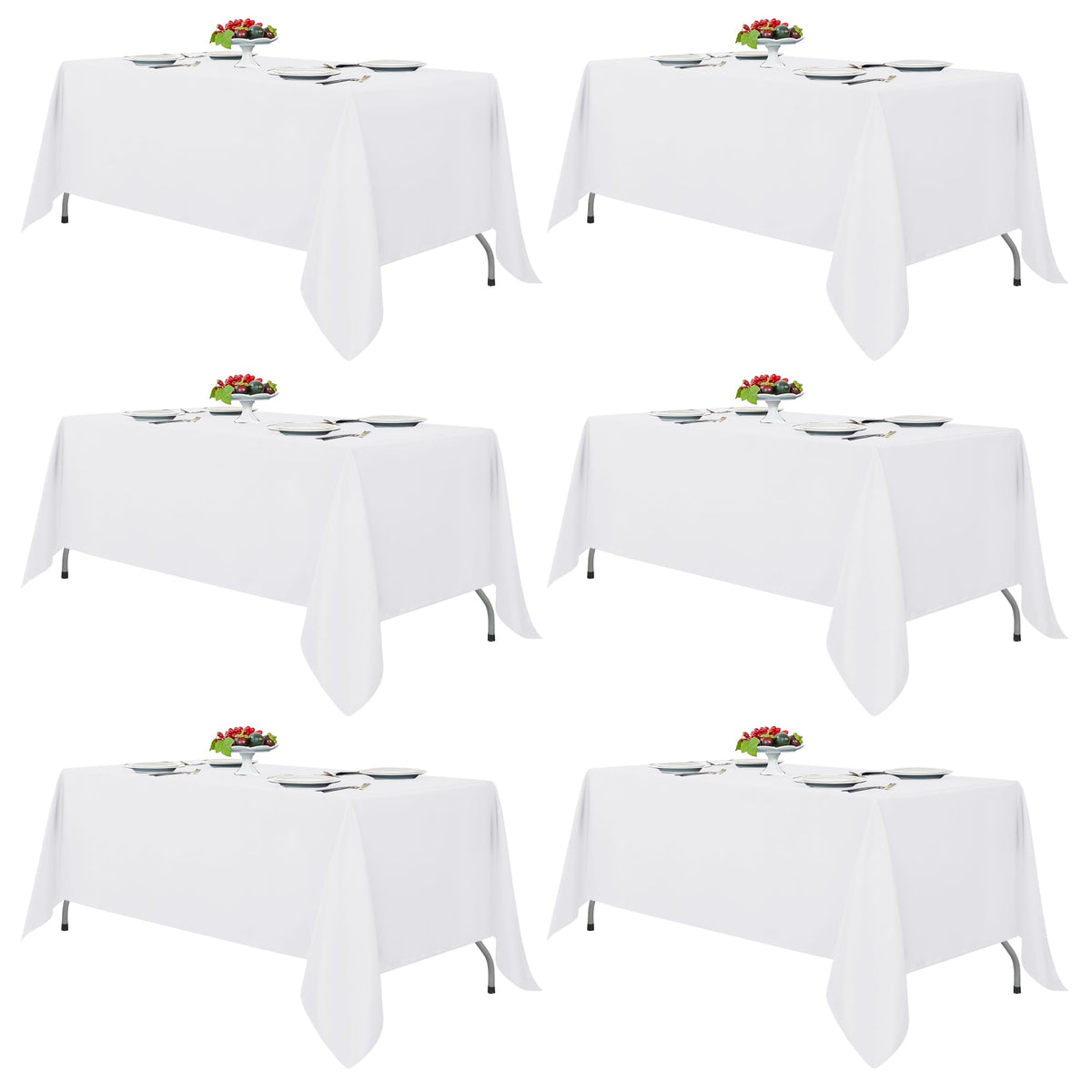 Fitable 6 Pack Ivory Tablecloths 70x120 Inch for 6-8 Ft Rectangle Tables