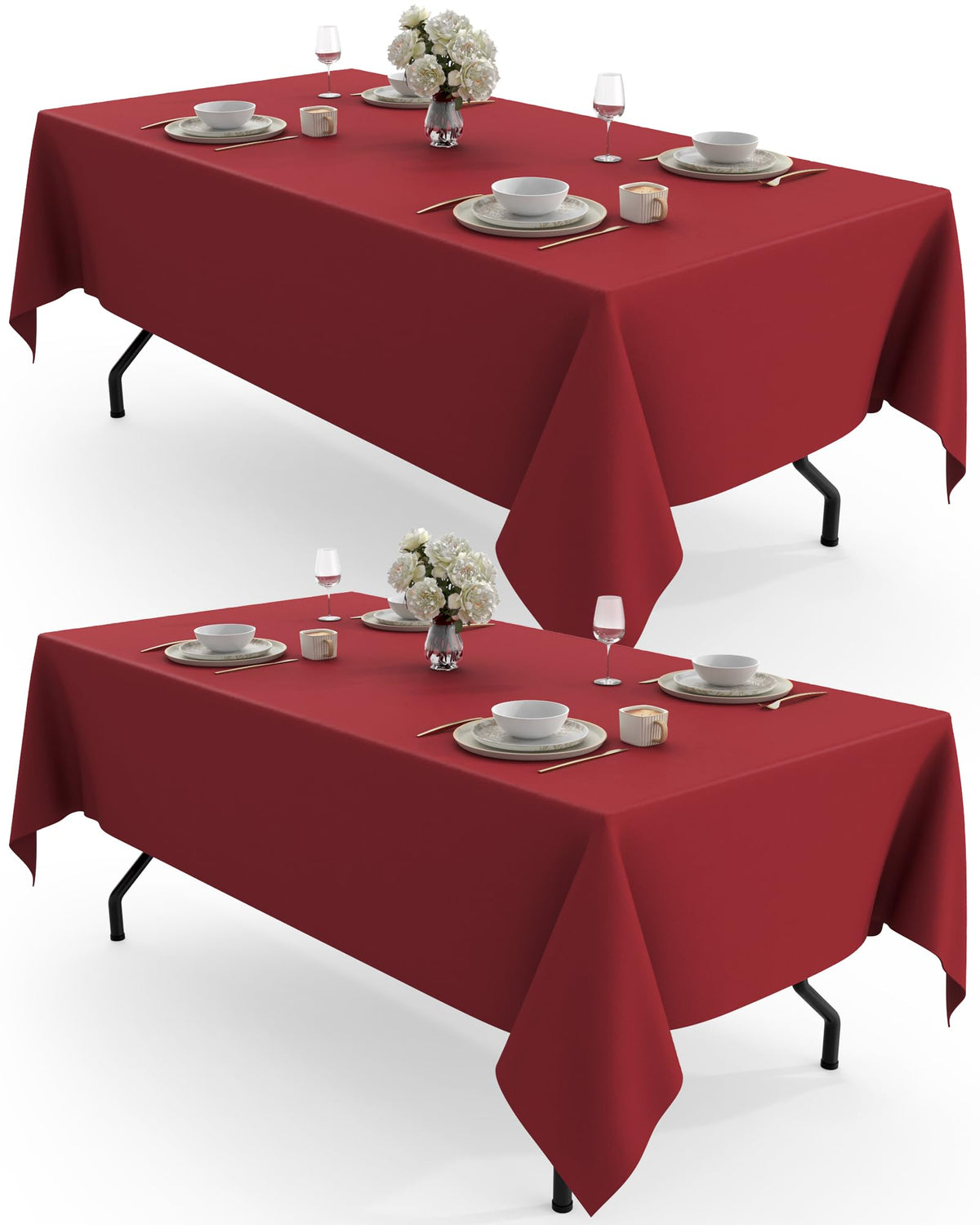 Pureegg Polyester Tablecloth 60" x 102" Reusable Washable 2 Pack White
