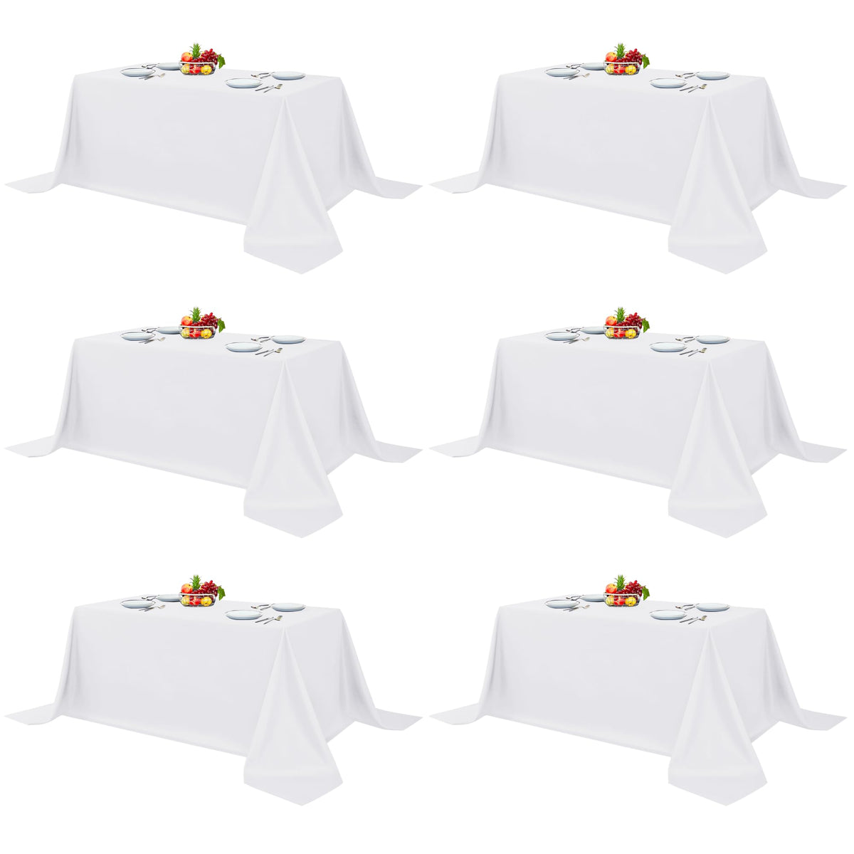 Fitable 6 Pack Ivory Tablecloths 70x120 Inch for 6-8 Ft Rectangle Tables
