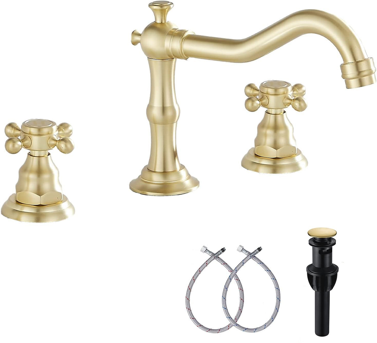 8" 2 Handles 3 Holes Bathroom Sink Faucet Antique Brass