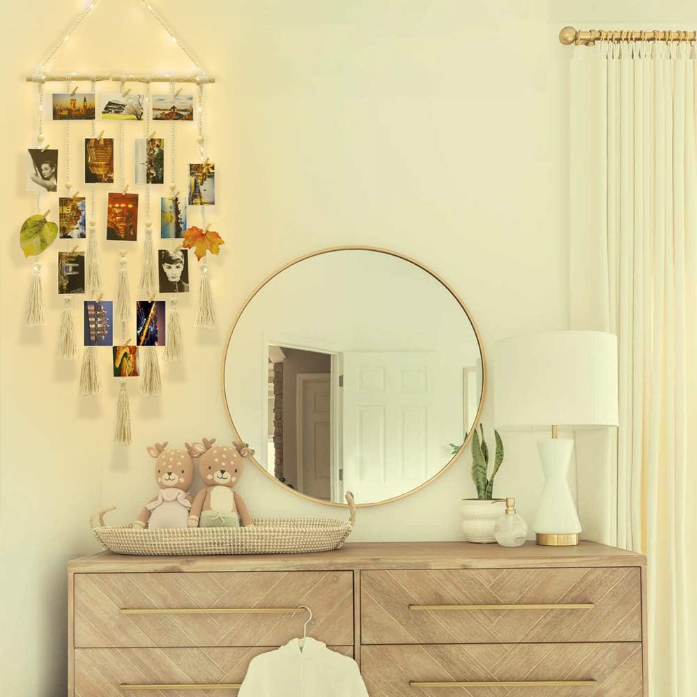 Macrame Wall Hanging Photo Display Boho Room Decor for Teen Girl Gifts
