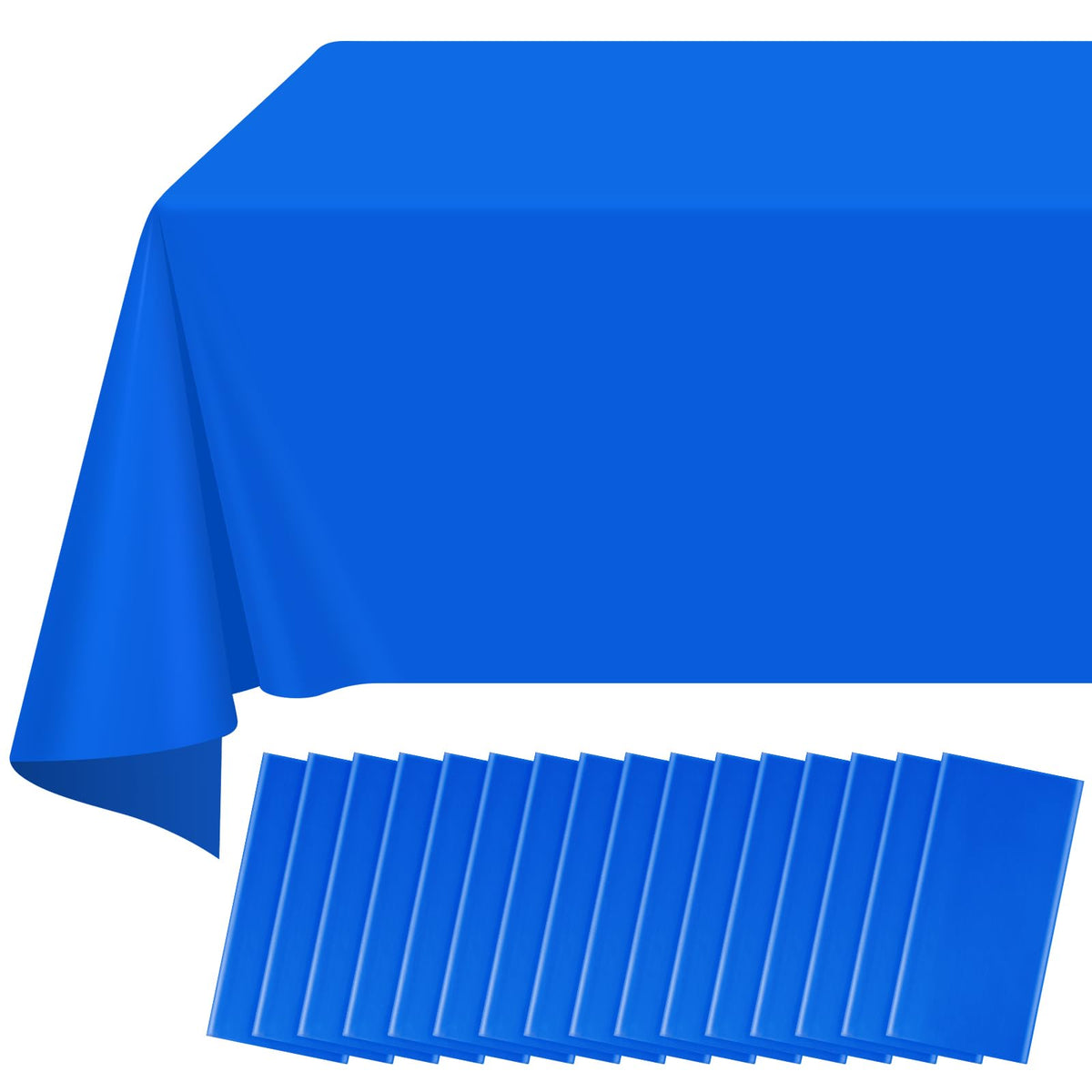 12 Pack Blue and White Plastic Checkered Tablecloth, Premium Decorative Disposable Blue Gingham Plaid Table Cloths for Parties, Rectangle Party Table Cover for Picnic Farm Birthday Wedding, 54x108Inch