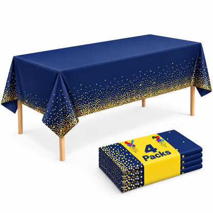Orange Tablecloth 4 Pack, 54 x 108 Inch Disposable Plastic Table Covers