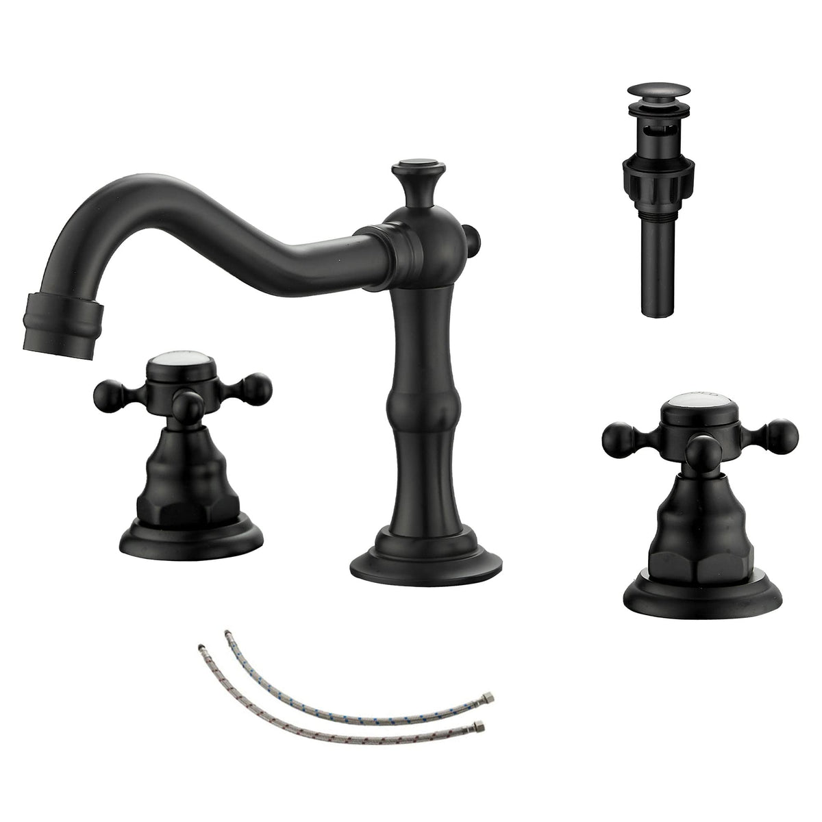 8" 2 Handles 3 Holes Bathroom Sink Faucet Antique Brass