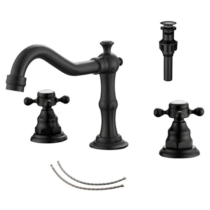 8" 2 Handles 3 Holes Bathroom Sink Faucet Antique Brass