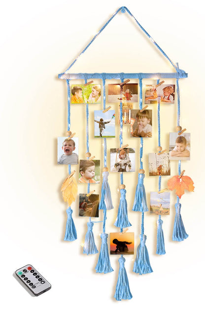 Macrame Wall Hanging Photo Display Boho Room Decor for Teen Girl Gifts