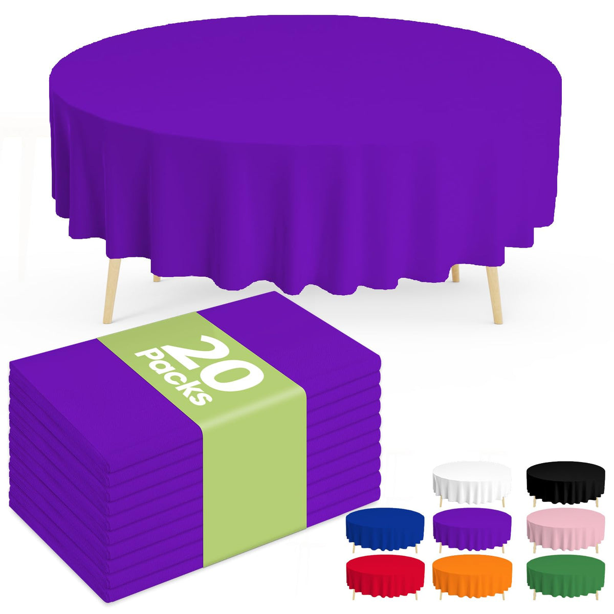 Pureegg 20 Pack White Disposable Plastic Tablecloth 54x108 Inch